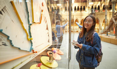 A visitor enjoying one of the new displays at the museum