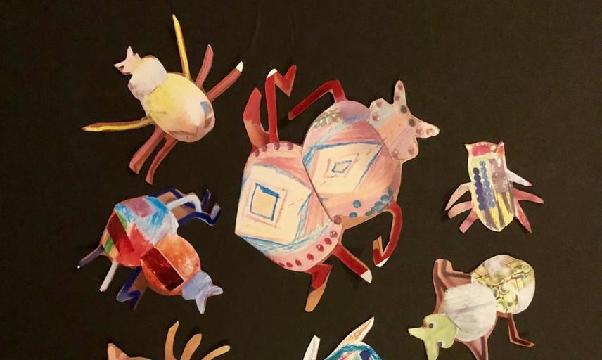 Image showing completed paper insects from a make your own beetle activity