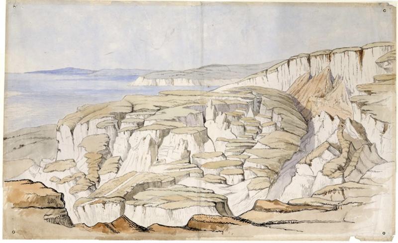 Mary Buckland’s enlarged watercolour of the 1839 Axmouth Landslip