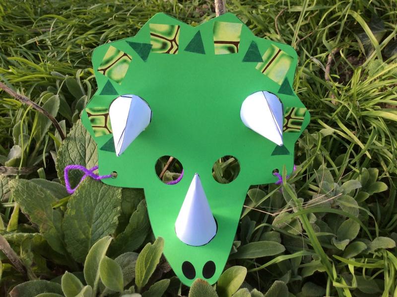 finished triceratops mask from kit