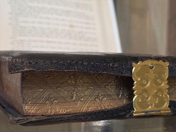 Bible presented, “in love to his young friend”, Sarah Acland, by one of the Museum’s architects, Sir Thomas Deane, on the day of the foundation ceremony in 1855.