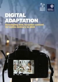 Report cover image showing DSLR camera recording a live view of skeleton specimens in a museum building